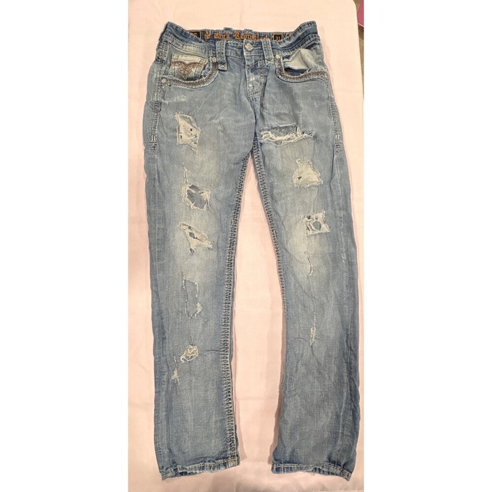 Rock Revival Creston Slim Straight Distressed Jeans Size 31